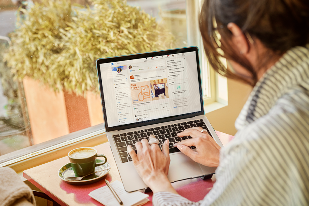 woman surfing on LinkedIn