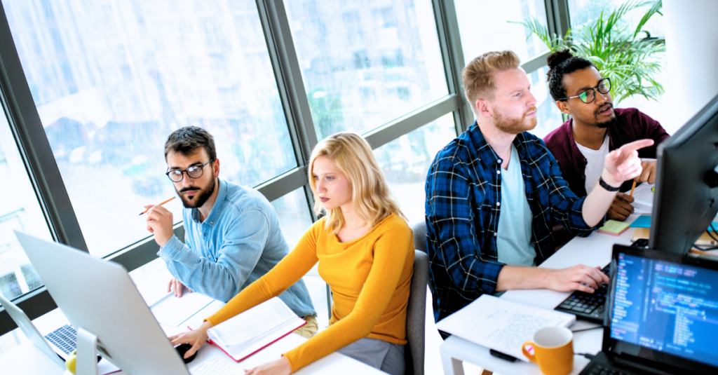 people working in an office