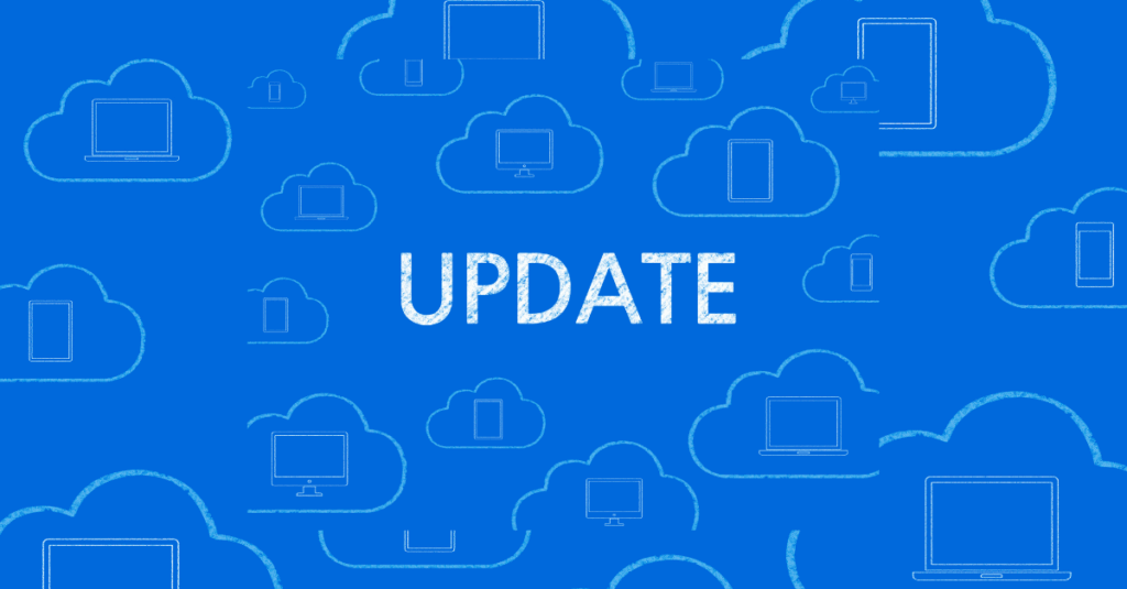 the word update on blue