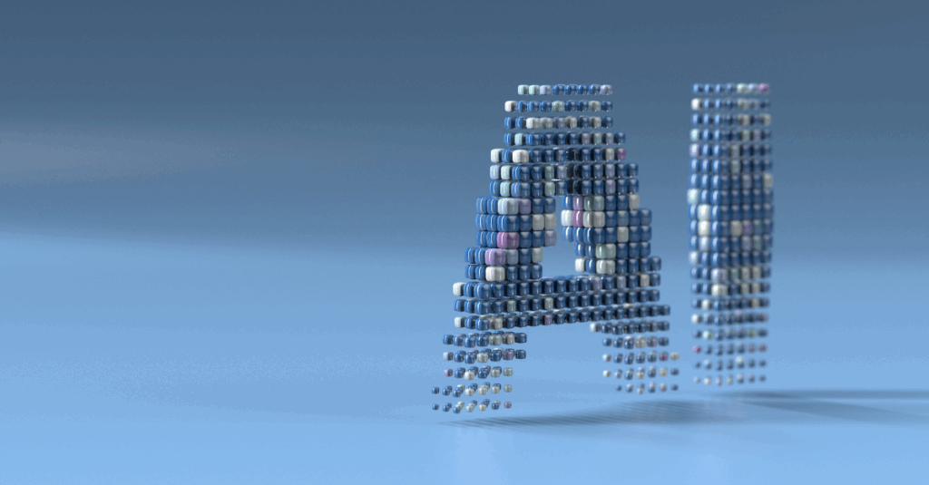 the letters ai built with pixels