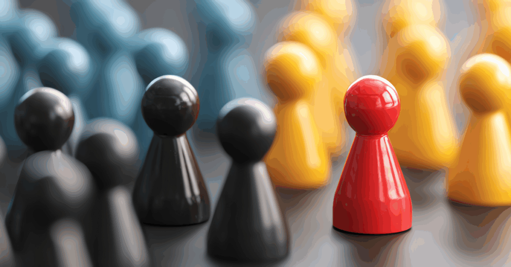 colourful pawns on a board